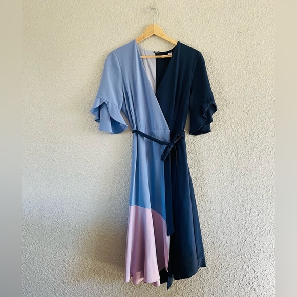 Hutch Dresses & Skirts - Hutch Asymmetrical Blue and Purple Wrap Midi Dress
